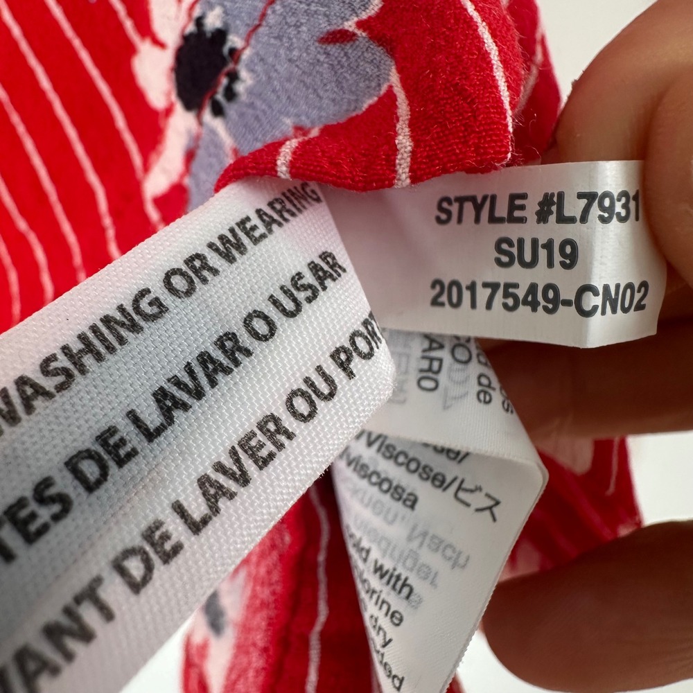 Madewell Skirt Womens 0 Side Button Daisy Society Retro Stripe Red Floral Size 4 - Picture 3 of 14